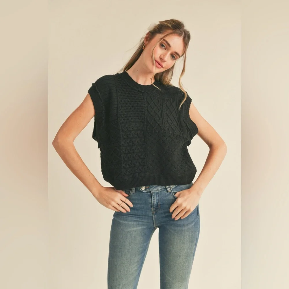 &merci - Black Knit Sweater Vest - New with Tags! - Picture 2 of 2